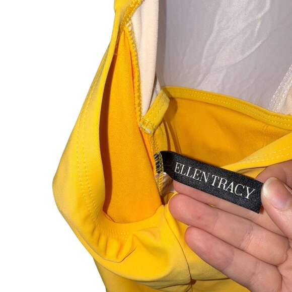 Yellow Ellen Tracy Ruffled Halter One-Piece Swimsuit Size 10 Womens - Picture 5 of 6